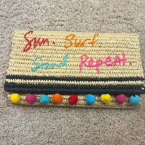 Rebecca Minkoff Straw Clutch Sun Surf Sand Repeat